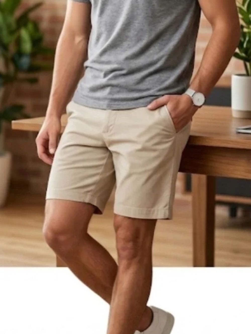 Civil Society Tan CLYDE 6" tailored shorts - size 34 large